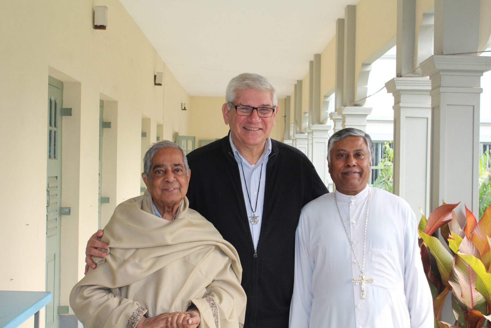 Br. Paul Bednarczyk, C.S.C., with Archbishop of Dhaka (right) and retired Bishop Theo (left), January 2024